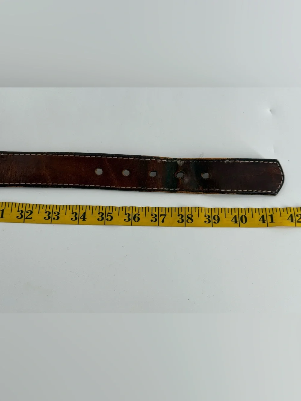 Vintage Brown Leather Belt 36